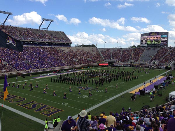 ECU marching band on the football field