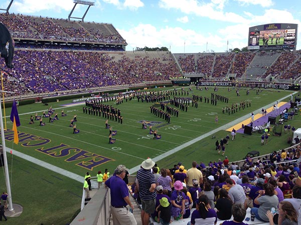 ECU marching band on the football field